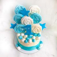 Торт №9 - Бело-голубой с цифрой