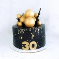 Торт 45 - Черный с золотыми шарами