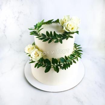 Торт 64 - Свадебный с цветами на заказ 