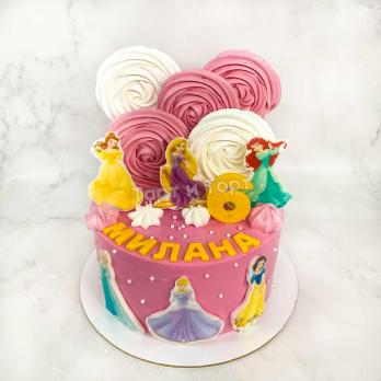 торт с принцессами девочке на 6 лет