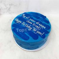 Синий торт с надписью