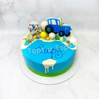 Торт с синим трактором