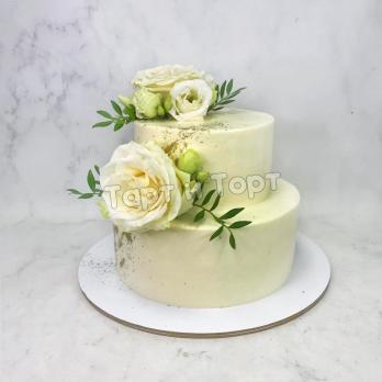 Торт на свадьбу с цветами