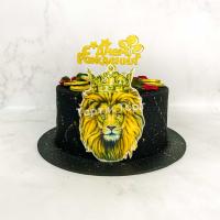Торт №1771 - Черный велюр топпер и лев