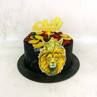 Торт №1771 - Черный велюр топпер и лев