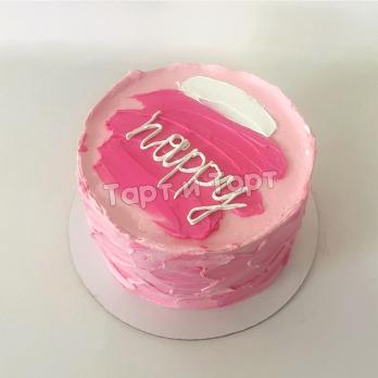 торт розовый