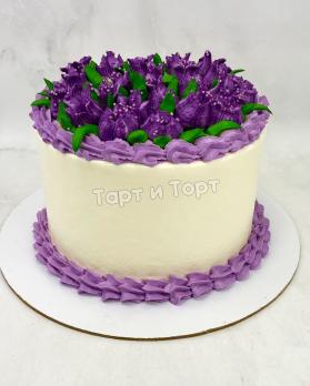 торт с цветами из крема